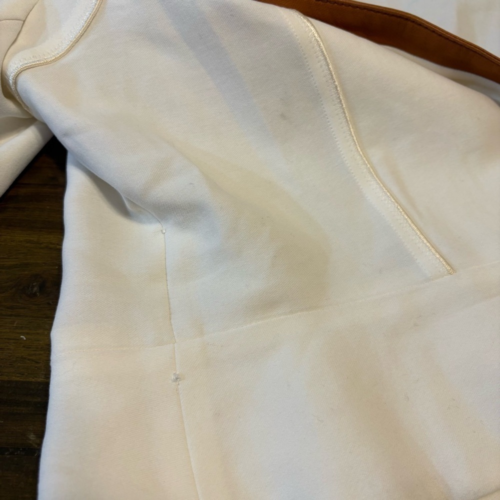 Graeme Black Vintage Jacket Blazer Cream Bone Leather Trim Tan M Coastal Career - Picture 7 of 13